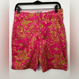 Lilly Pulitzer Resort Shorts Womens Size 2 Hot Pink Lime Green Floral Casual